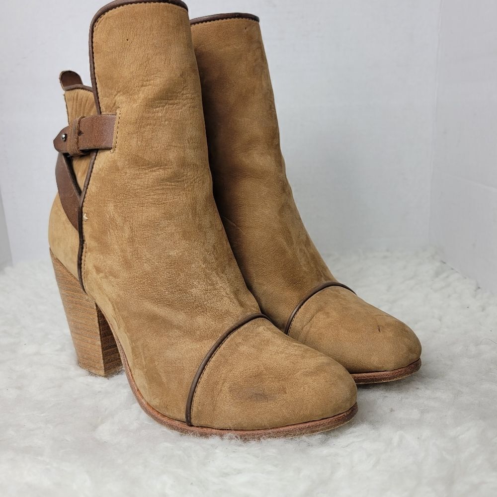 rag & bone Kinsey Women's Ankle Boots Size 9 Carmel Tan Suede Brown Strap